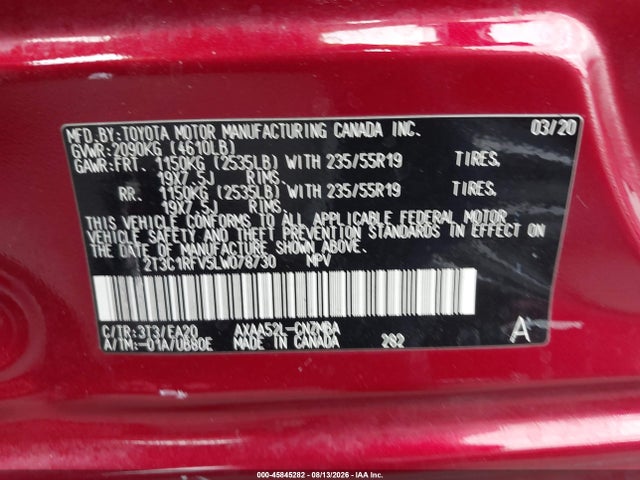 Toyota Rav4 Xle Premium 2020 2T3C1RFV5LW078730 Image 9