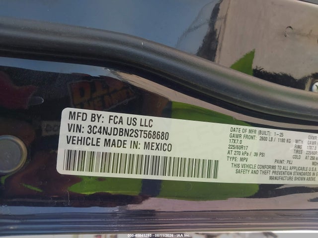 45845293 :رقم المزاد ، 3C4NJDBN2ST568680 vin ، 2025 Jeep Compass Latitude 4x4 مزاد بيع
