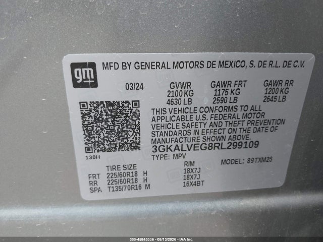Продажа на аукционе авто 2024 Gmc Terrain Awd Slt, vin: 3GKALVEG8RL299109, номер лота: 45845336