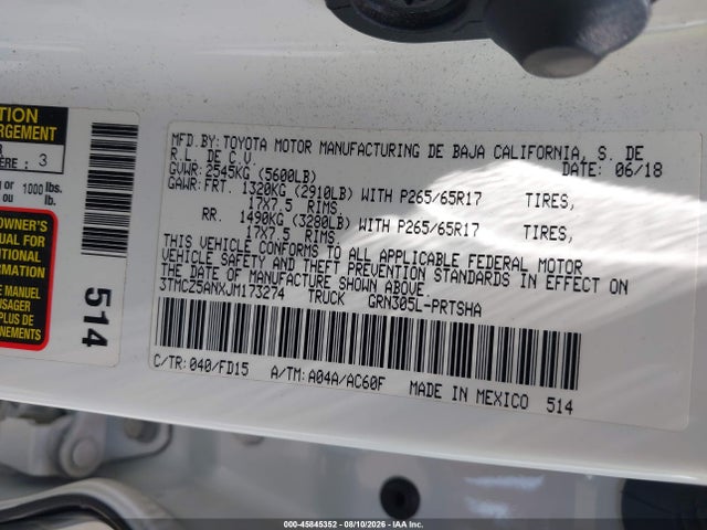 3TMCZ5ANXJM173274 Toyota Tacoma Trd Sport