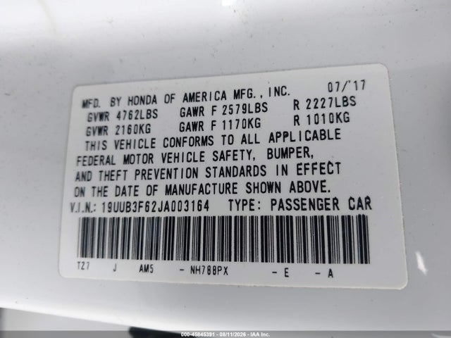 Продажа на аукционе авто 2018 Acura Tlx Tech   A-spec Pkgs, vin: 19UUB3F62JA003164, номер лота: 45845391