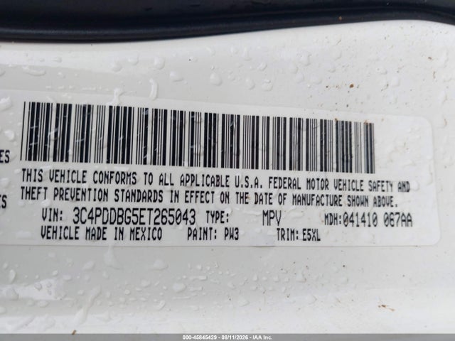 Продажа на аукционе авто 2014 Dodge Journey Sxt, vin: 3C4PDDBG5ET265043, номер лота: 45845429
