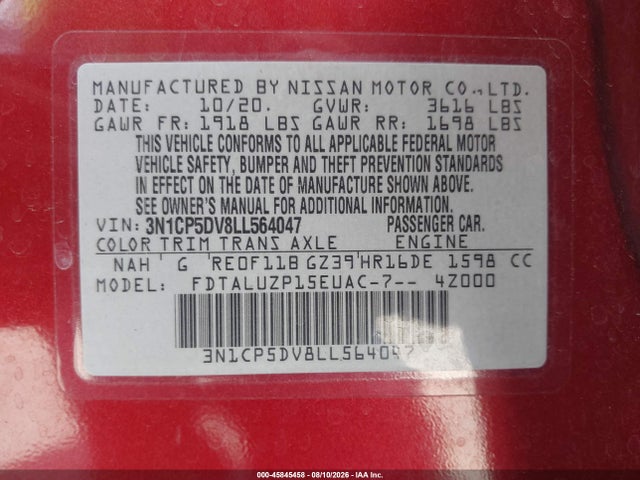 Nissan Kicks Sr Xtronic Cvt 2020 3N1CP5DV8LL564047 Image 9