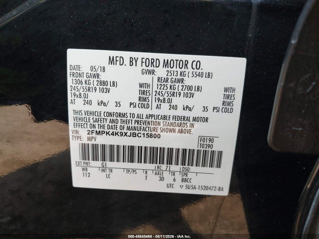 Ford Edge Titanium 2018 2FMPK4K9XJBC15800 Image 9