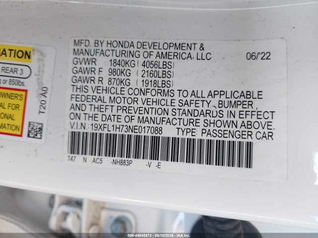 19XFL1H73NE017088 Honda Civic Ex-l
