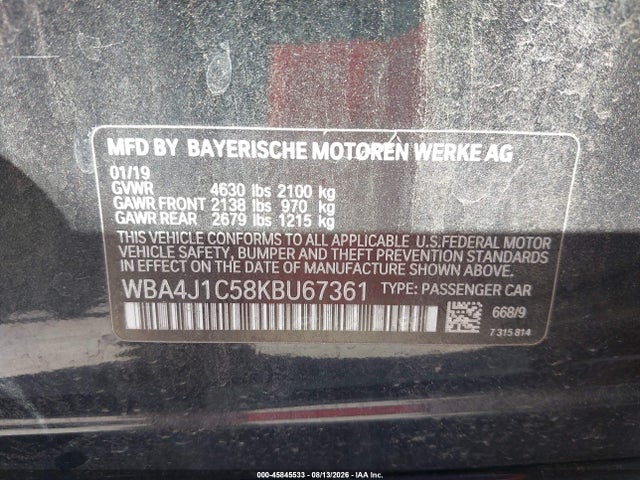 WBA4J1C58KBU67361 BMW 430i Gran Coupe