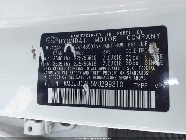 Продаж на аукціоні авто 2021 Hyundai Tucson Limited, vin: KM8J3CAL5MU299310, номер лоту: 45845578