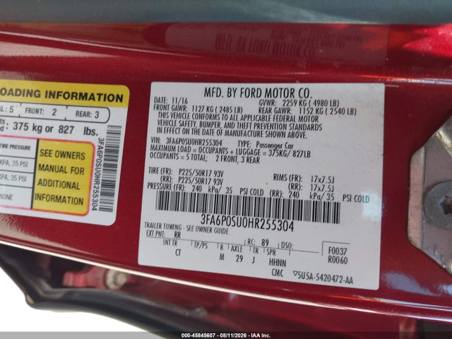Ford Fusion Energi Titanium 2017 3FA6P0SU0HR255304 Image 9