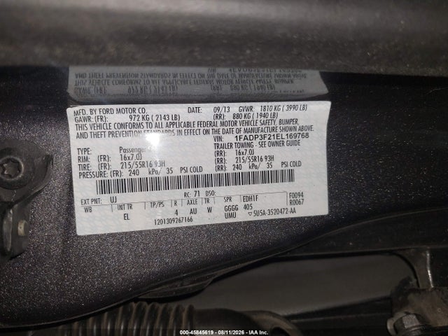 Ford FOCUS SE 2014 1FADP3F21EL169768 Image 9