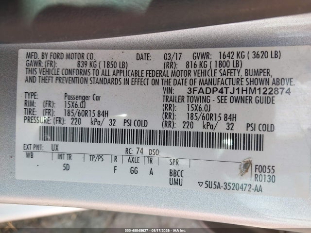 Ford FIESTA S 2017 3FADP4TJ1HM122874 Image 9