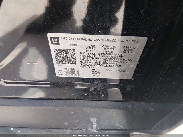 45845671 :رقم المزاد ، 3GKALMEV4LL158960 vin ، 2020 Gmc Terrain Fwd Sle مزاد بيع