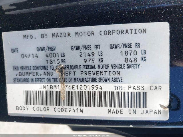 JM1BM1M76E1201994 Mazda Mazda3 I Grand Touring