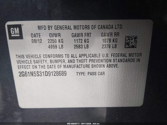 Продажа на аукционе авто 2013 Cadillac Xts Standard, vin: 2G61N5S31D9128689, номер лота: 45845711