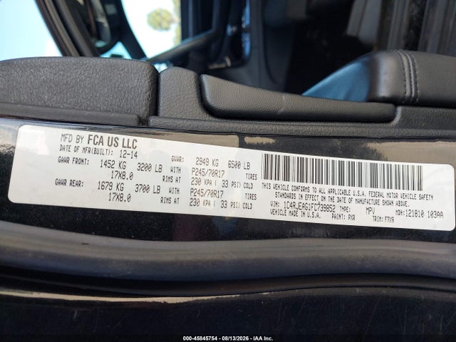 45845754 :رقم المزاد ، 1C4RJEAG1FC739852 vin ، 2015 Jeep Grand Cherokee Laredo مزاد بيع