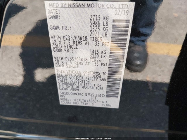 5N1DL0MN3KC556380 Infiniti QX60 LUXE