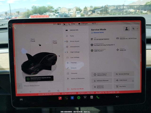 45845900 :رقم المزاد ، 5YJ3E1EB2NF186924 vin ، 2022 Tesla Model 3 Long Range Dual Motor All-wheel Drive مزاد بيع