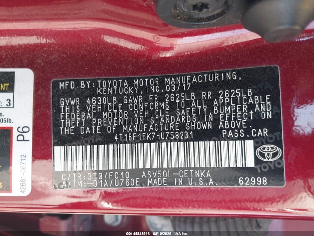Toyota CAMRY LE 2017 4T1BF1FK7HU758231 Image 9