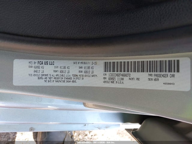 Auction sale of the 2015 Chrysler 200 Limited, vin: 1C3CCCAB2FN660272, lot number: 45845921