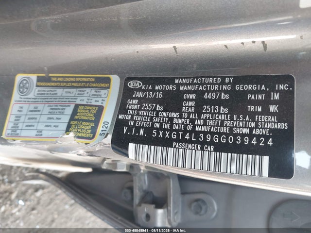 KIA Optima Lx 2016 5XXGT4L39GG039424 Image 9