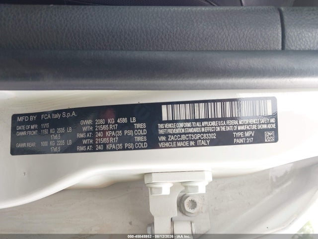 Aukcja sprzedaży 2016 Jeep Renegade Trailhawk, vin: ZACCJBCT3GPC83302, numer aukcji: 45845952