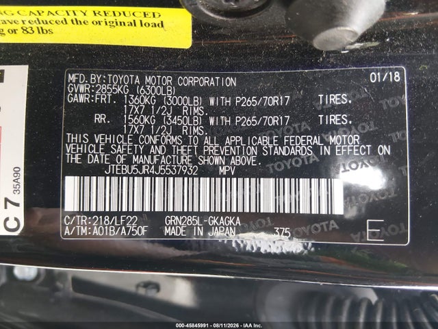Toyota 4runner Trd Pro 2018 JTEBU5JR4J5537932 Image 9