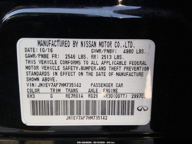 Infiniti Q50 3.0t Premium 2017 JN1EV7AP7HM735142 Image 9