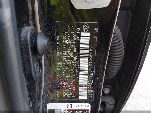 2008 Toyota Avalon Xls მანქანა იყიდება აუქციონზე, vin: 4T1BK36B48U294130, აუქციონის ნომერი: 45846007