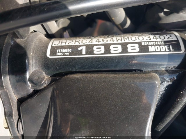1998 Honda Vt750 Cd2 მანქანა იყიდება აუქციონზე, vin: JH2RC4464WM003402, აუქციონის ნომერი: 45846014
