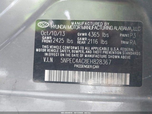 Hyundai SONATA SE 2014 5NPEC4AC8EH828367 Image 9