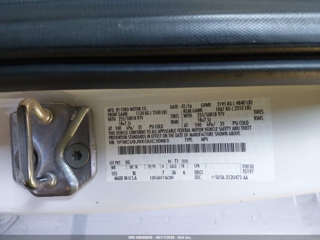 Ford Escape Titanium 2016 1FMCU9J9XGUC30663 Image 9