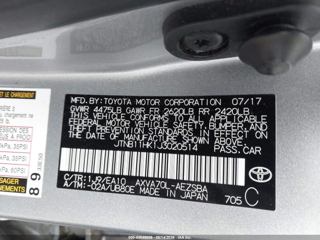 Toyota CAMRY SE 2018 JTNB11HK1J3020514 Image 9