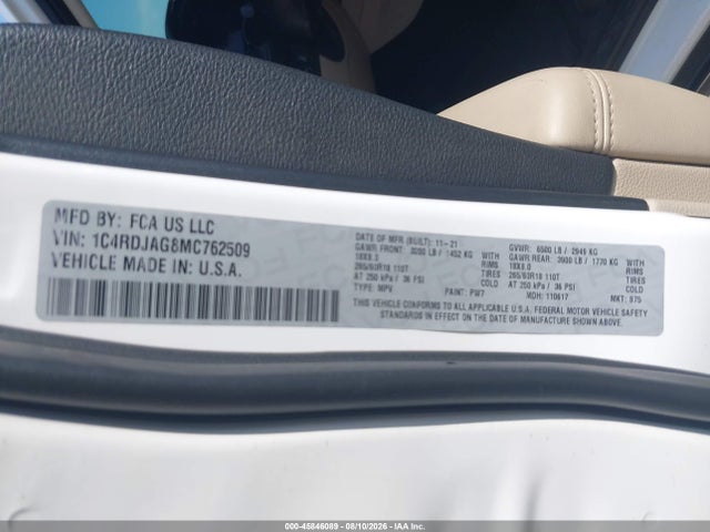 Dodge Durango Sxt Plus Awd 2021 1C4RDJAG8MC762509 Image 9