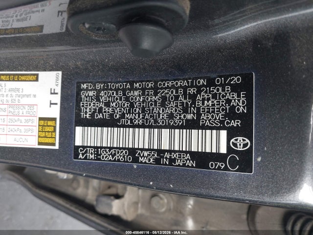 Продажа на аукционе авто 2020 Toyota Prius Le Awd-e, vin: JTDL9RFU7L3019391, номер лота: 45846116