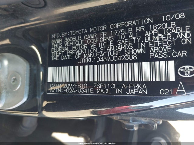 Auction sale of the 2009 Scion Xd, vin: JTKKU10489J042308, lot number: 45846139