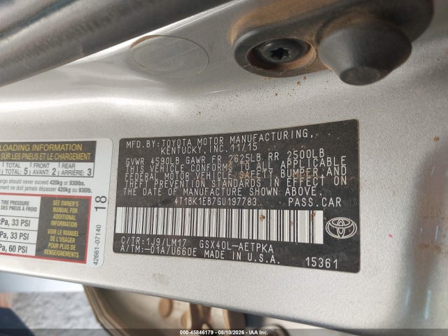Продажа на аукционе авто 2016 Toyota Avalon Limited, vin: 4T1BK1EB7GU197783, номер лота: 45846179