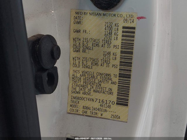 Nissan FRONTIER S 2015 1N6BD0CT4FN716170 Image 9