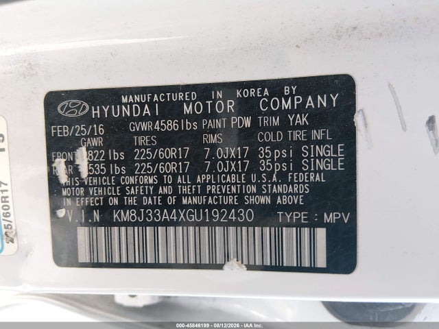 Hyundai TUCSON SE 2016 KM8J33A4XGU192430 Image 9