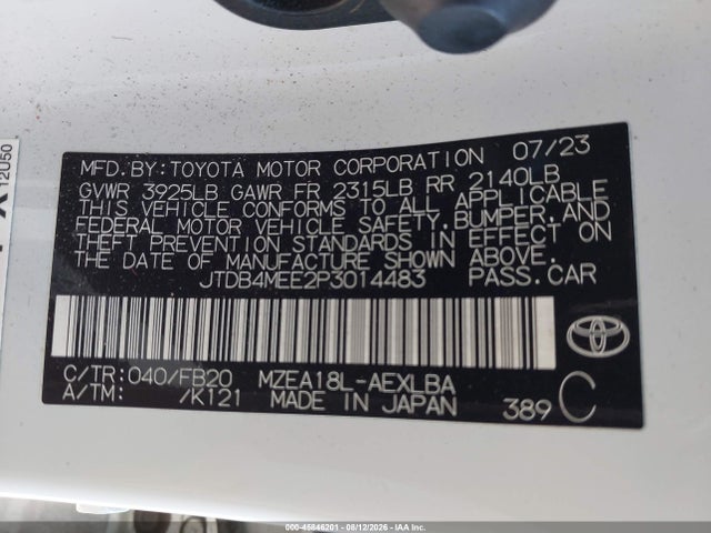 Toyota COROLLA LE 2023 JTDB4MEE2P3014483 Image 9