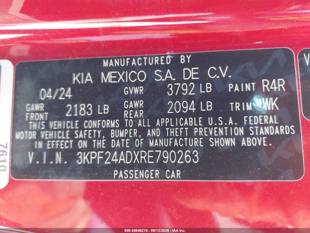 KIA Forte Lxs 2024 3KPF24ADXRE790263 Image 9