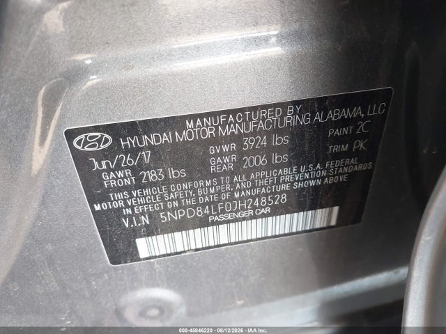 5NPD84LF0JH248528 Hyundai ELANTRA SEL