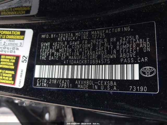 4T1DAACK8TU694575 Toyota CAMRY SE