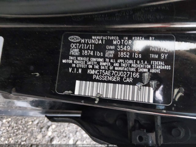 Aukcja sprzedaży 2012 Hyundai Accent Gs, vin: KMHCT5AE7CU027166, numer aukcji: 45846372