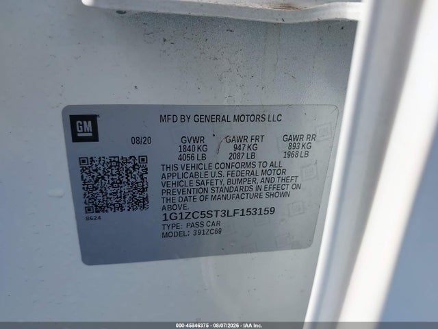 Продажа на аукционе авто 2020 Chevrolet Malibu Fwd 1fl, vin: 1G1ZC5ST3LF153159, номер лота: 45846375