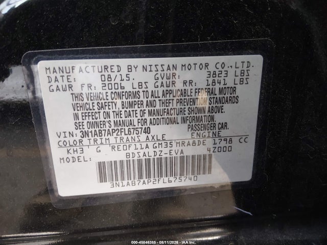 Nissan SENTRA SV 2015 3N1AB7AP2FL675740 Image 9