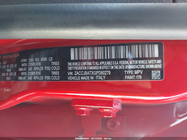 Aukcja sprzedaży 2016 Jeep Renegade Sport, vin: ZACCJBATXGPD60279, numer aukcji: 45846403