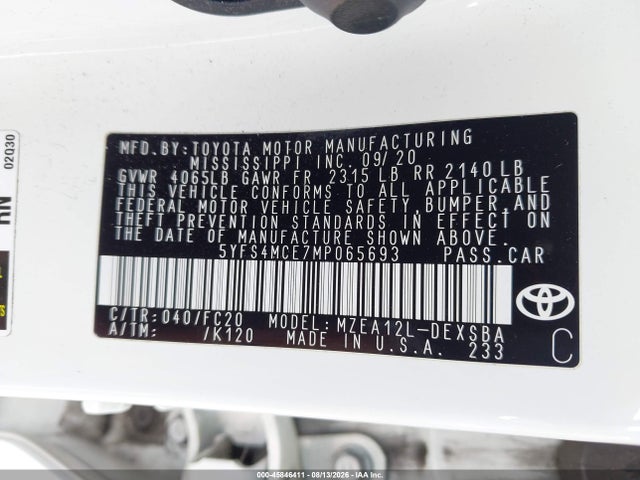 Toyota COROLLA SE 2021 5YFS4MCE7MP065693 Image 9