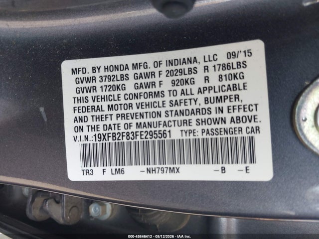 Honda CIVIC EX 2015 19XFB2F83FE295561 Image 9