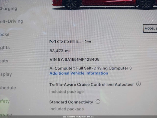 Tesla Model S Long Range Dual Motor All-wheel Drive 2021 5YJSA1E51MF428408 Image 15