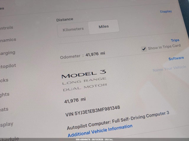 Продаж на аукціоні авто 2021 Tesla Model 3 Long Range, vin: 5YJ3E1EB3MF981348, номер лоту: 45846479
