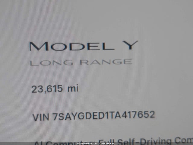 Продаж на аукціоні авто 2026 Tesla Model Y Premium Rear-wheel Drive/rear-wheel Drive, vin: 7SAYGDED1TA417652, номер лоту: 45846483